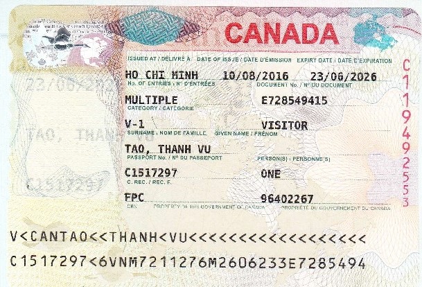 Chúc mừng Mr. Tào Thanh Vũ đã có visa du lịch Canada